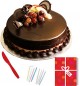 Fresh Half Kg Chocolate Cake Candle Greeting Card 
